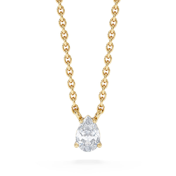 Wanderlust Floating Pear Cut Lab Diamond Solitaire Necklace 0.25ct H/SI in 18K Gold Vermeil